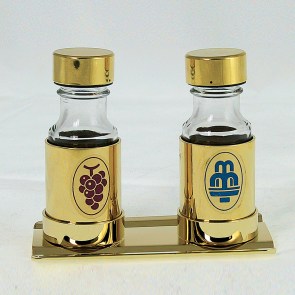 AFF-CAL139 Bottiglie 30 cc acqua e vino con corazza oro con vassoio 11x6 cm e copritappi dorati euro 54,24